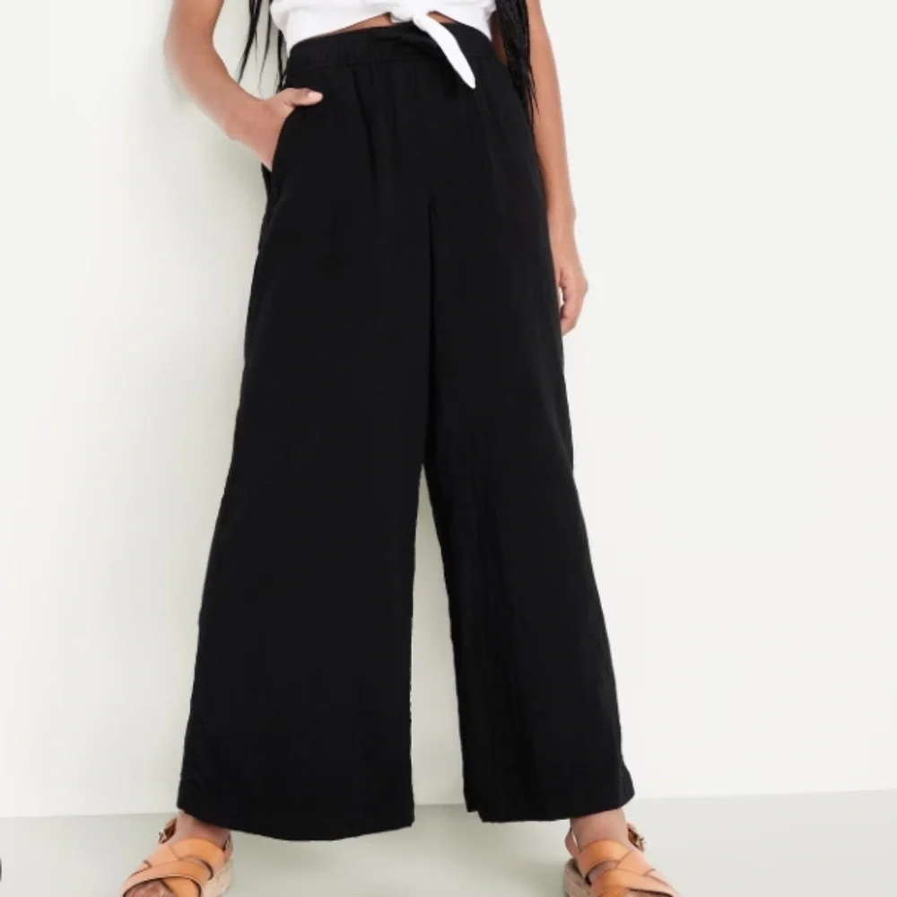 Old Navy Black Loose Printed High-Waisted Double-Weave Wide-Leg Pant Sz 5 NWT
